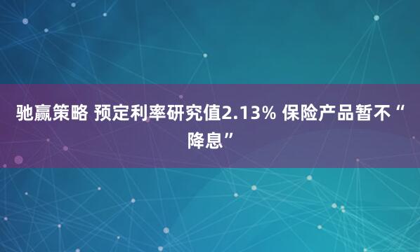 驰赢策略 预定利率研究值2.13% 保险产品暂不“降息”